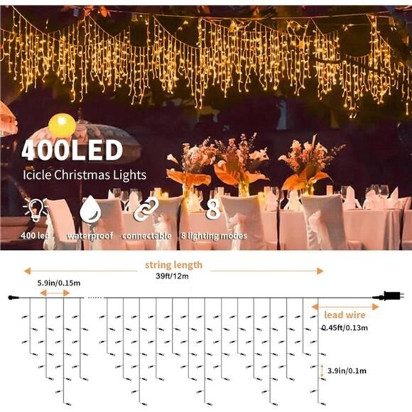 Halloween Icicle Lights Orange Lights Outdoor - Picture 3 of 7